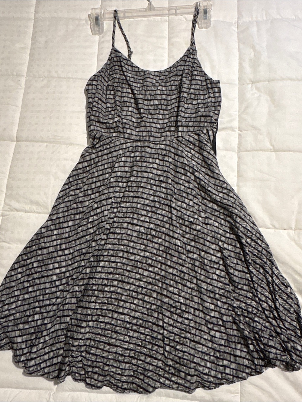 Old Navy Black and White Striped Spaghetti Strap fit & flare Dress